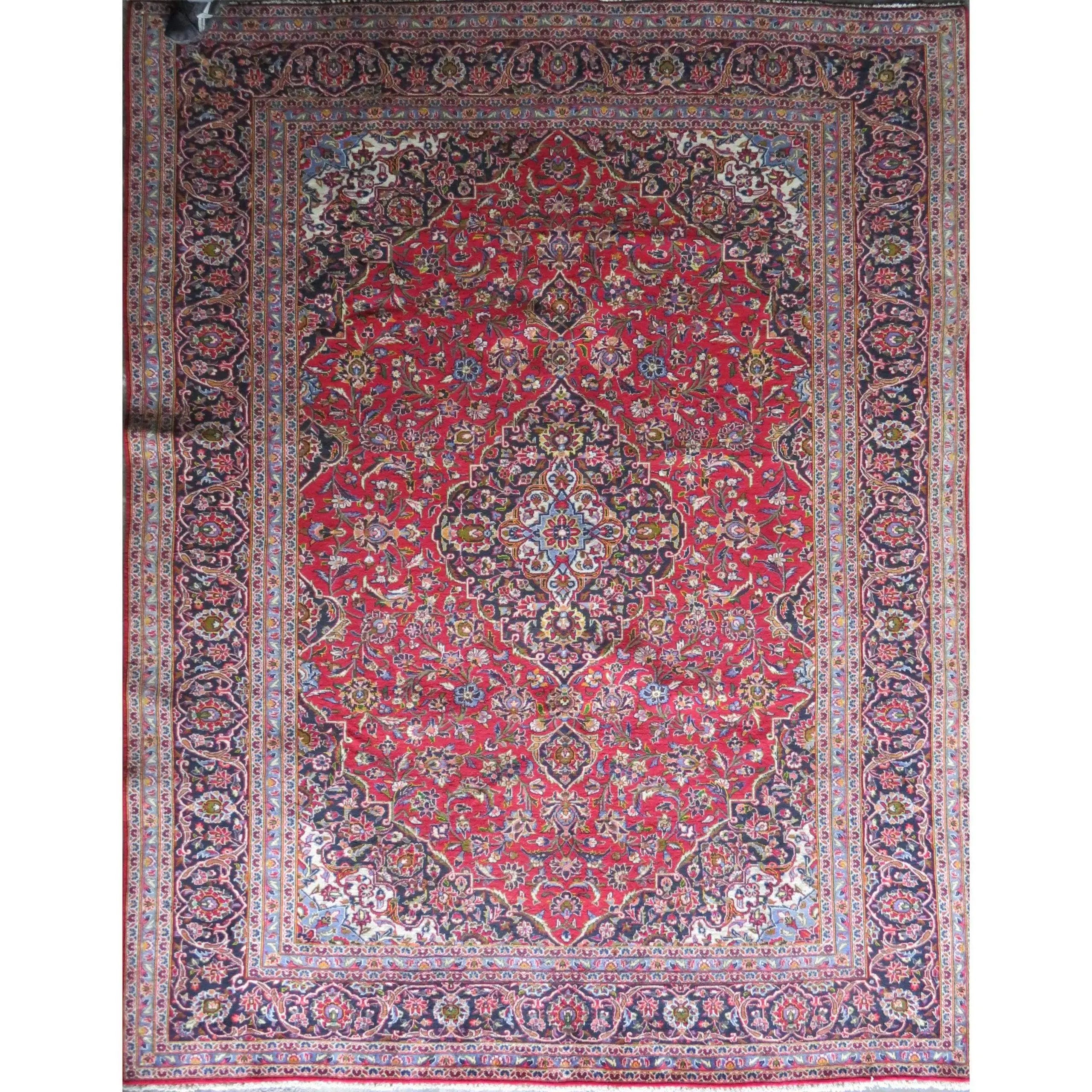 Hand-Knotted Persian Wool Rug _ Luxurious Vintage Design, 12'1" X 9'4", Artisan Crafted